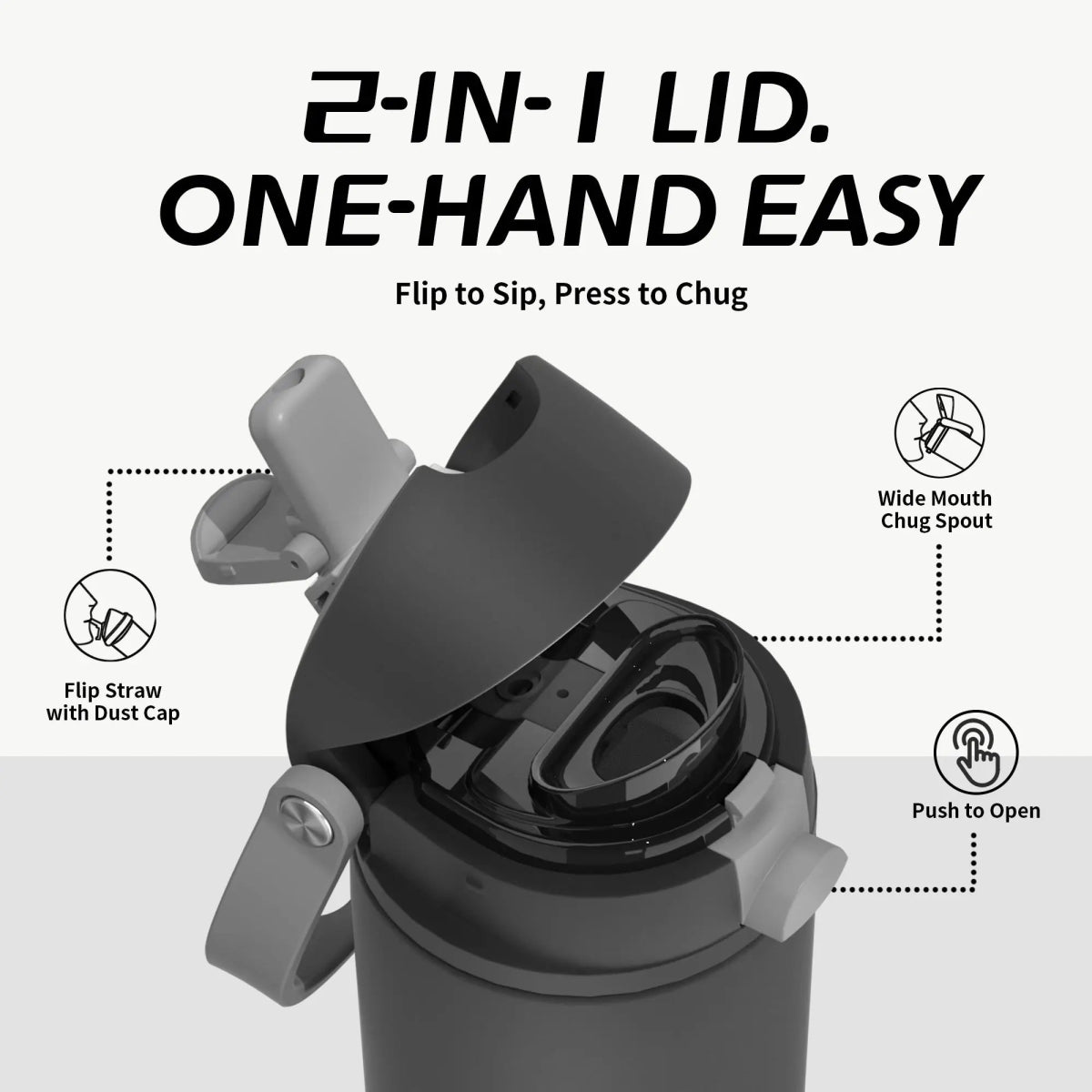 2 - in - 1 Black Hydration Water Bottle - Xtusimple