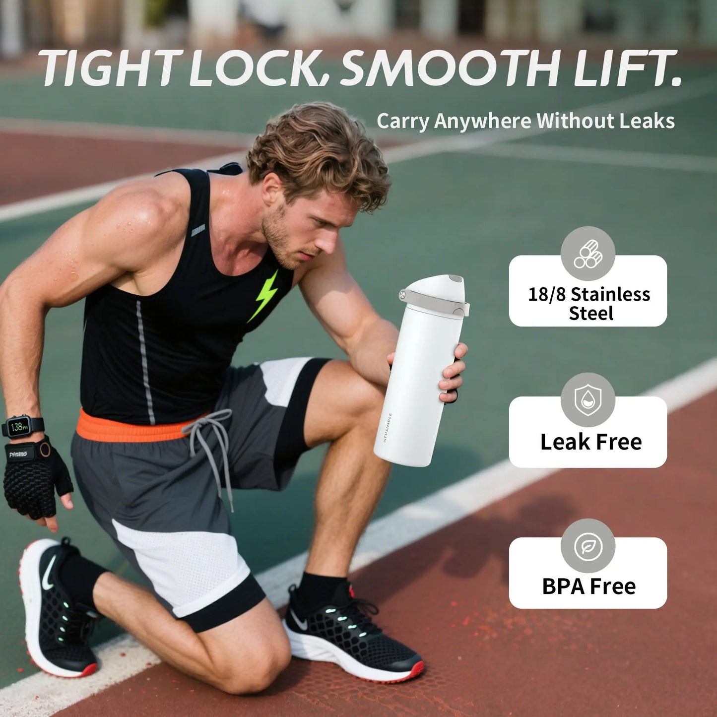 2-in-1 White Hydration Water Bottle