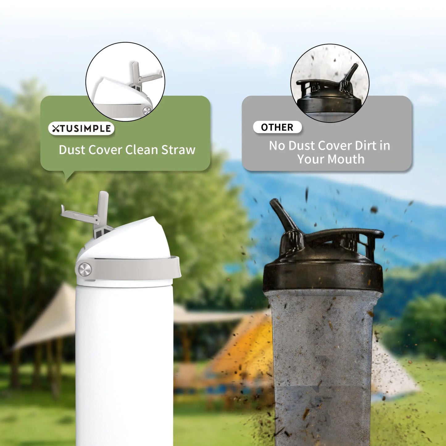 2-in-1 White Hydration Water Bottle