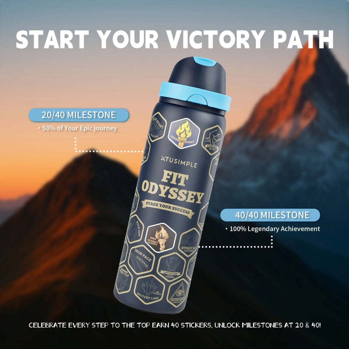 FIT ODYSSEY | Stickers Bottle| White - Xtusimple