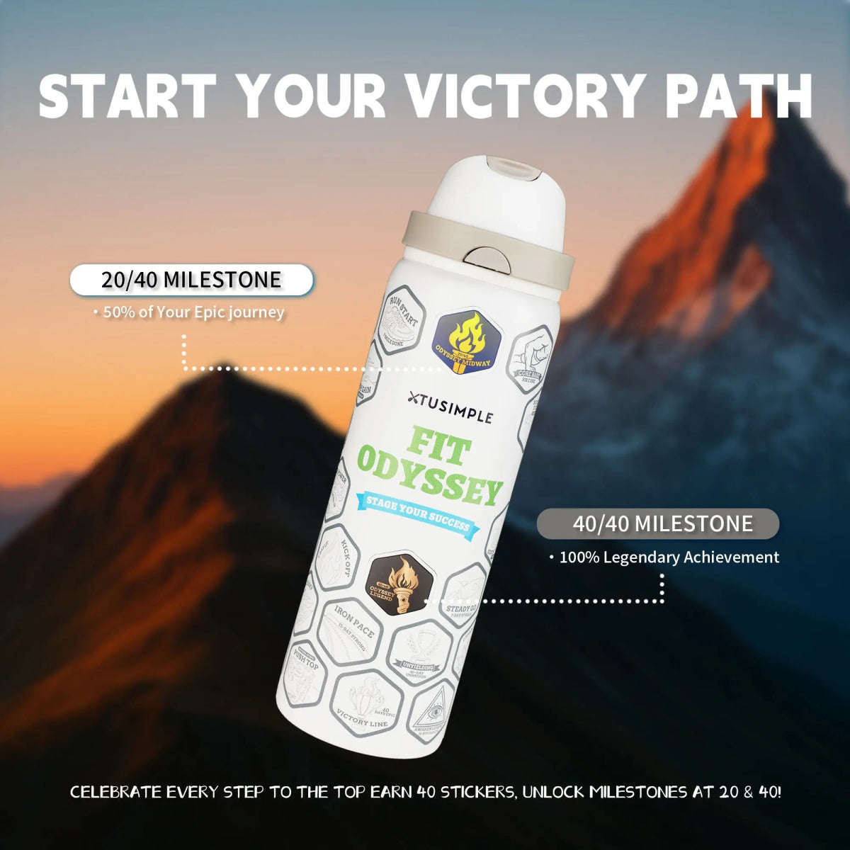 FIT ODYSSEY | Stickers Bottle| White - Xtusimple