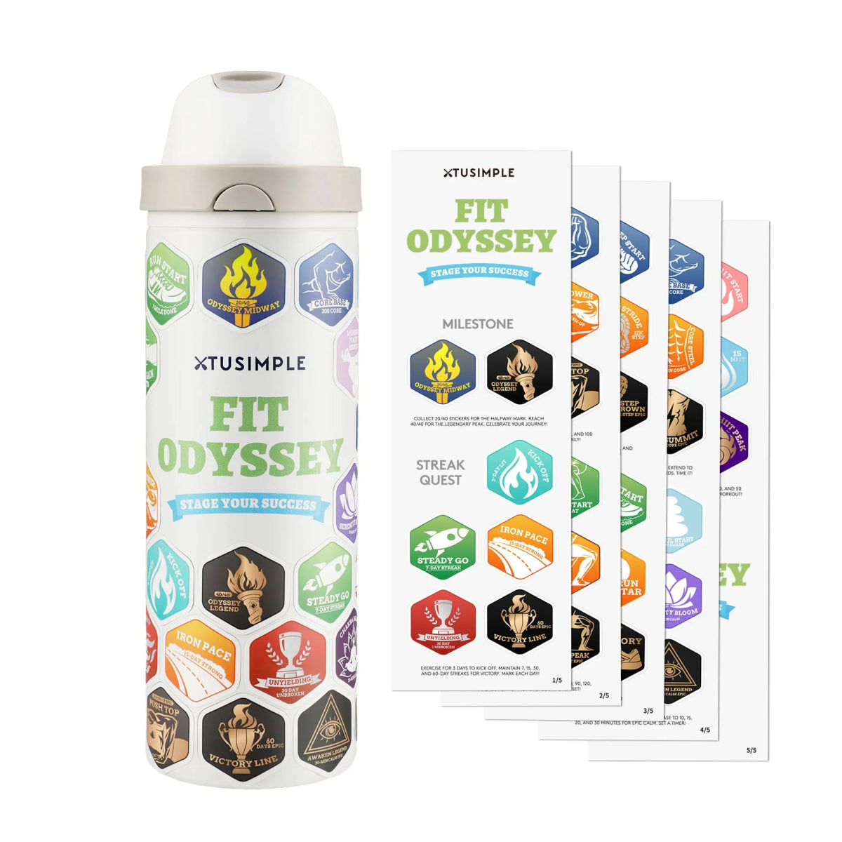 FIT ODYSSEY | Stickers Bottle| White - Xtusimple