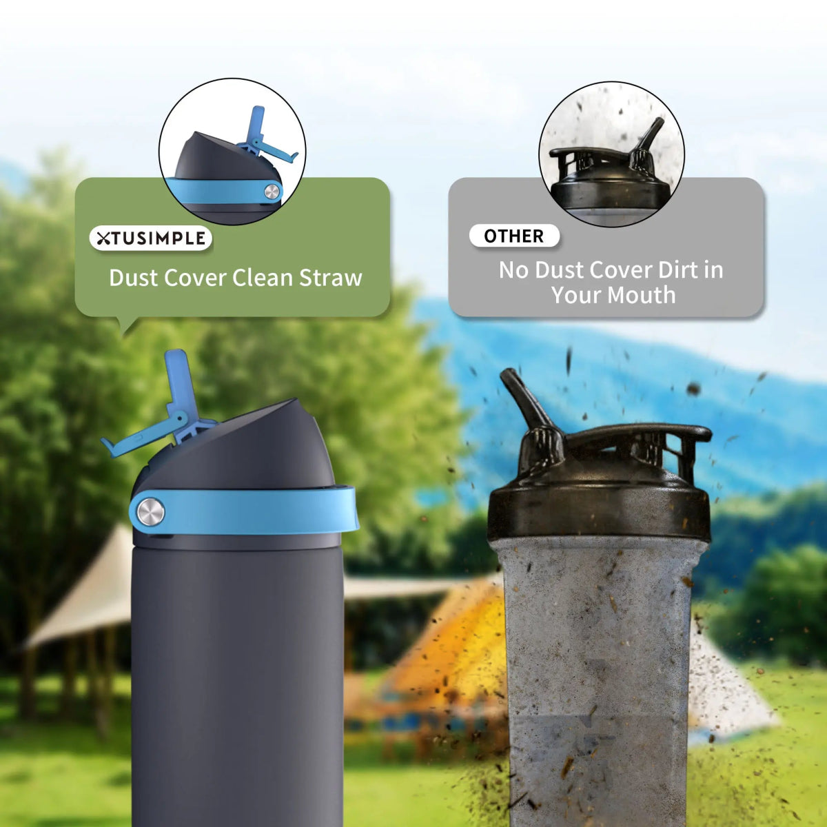 2 - in - 1 Blue Hydration Water Bottle - Xtusimple