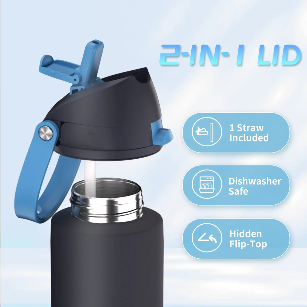2 - in - 1 Blue Hydration Water Bottle - Xtusimple