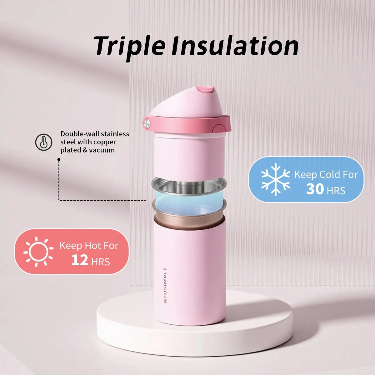 2 - in - 1 Pink Hydration Water Bottle - Xtusimple