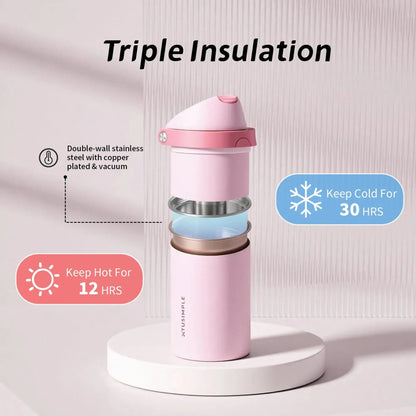 2 - in - 1 Pink Hydration Water Bottle - Xtusimple