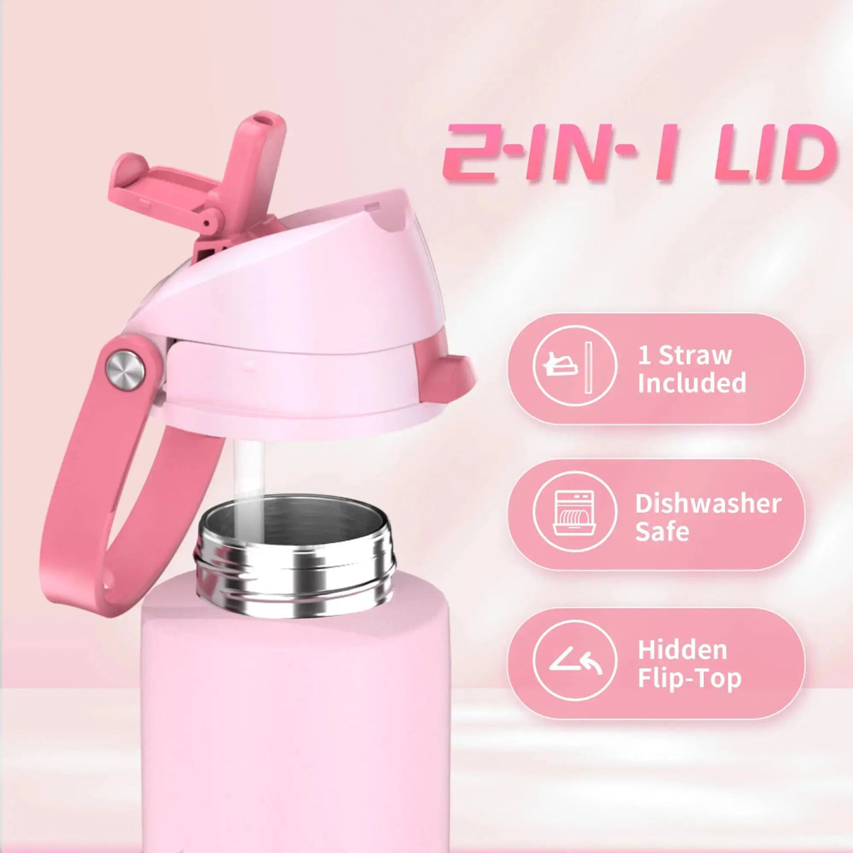 2 - in - 1 Pink Hydration Water Bottle - Xtusimple