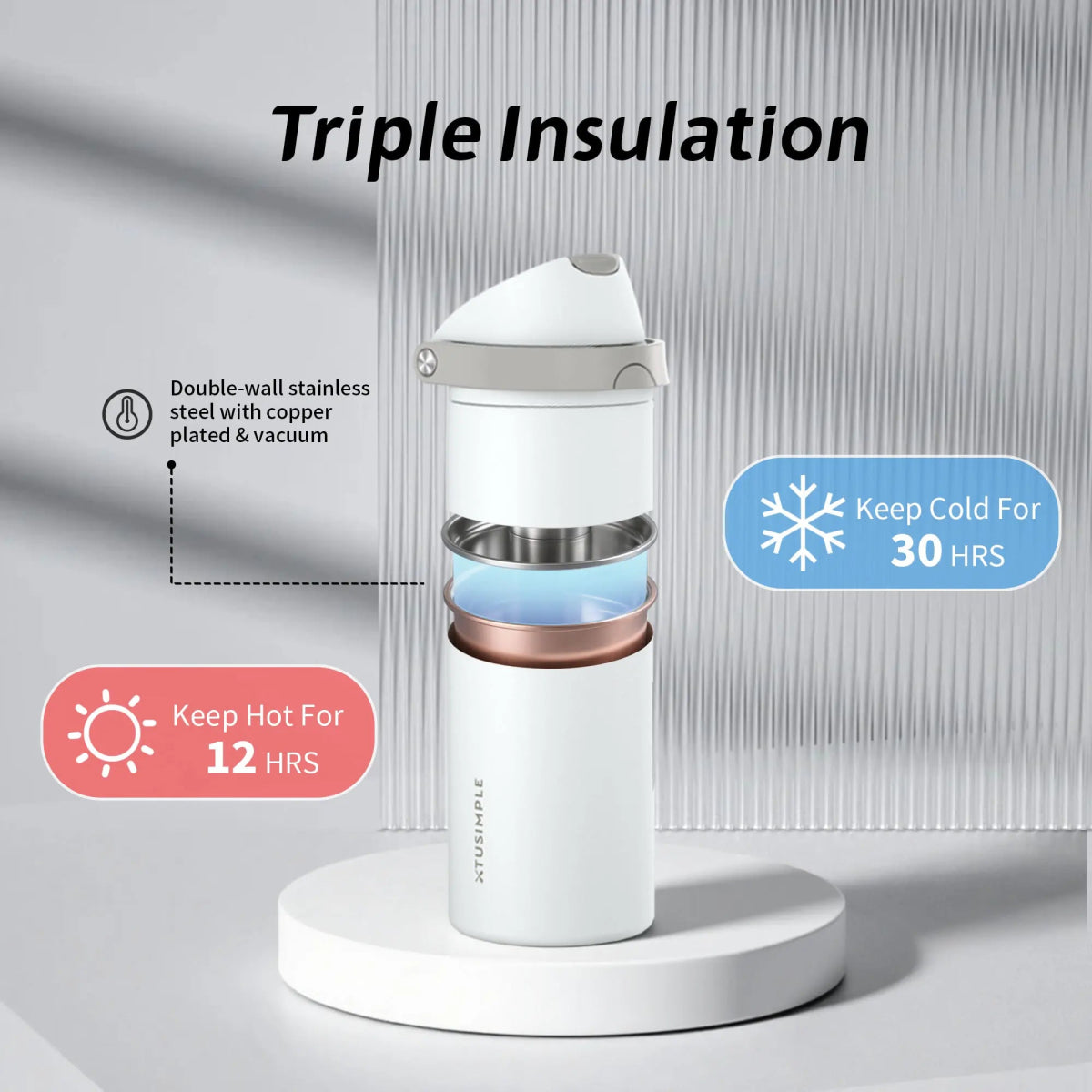 2 - in - 1 White Hydration Water Bottle - Xtusimple