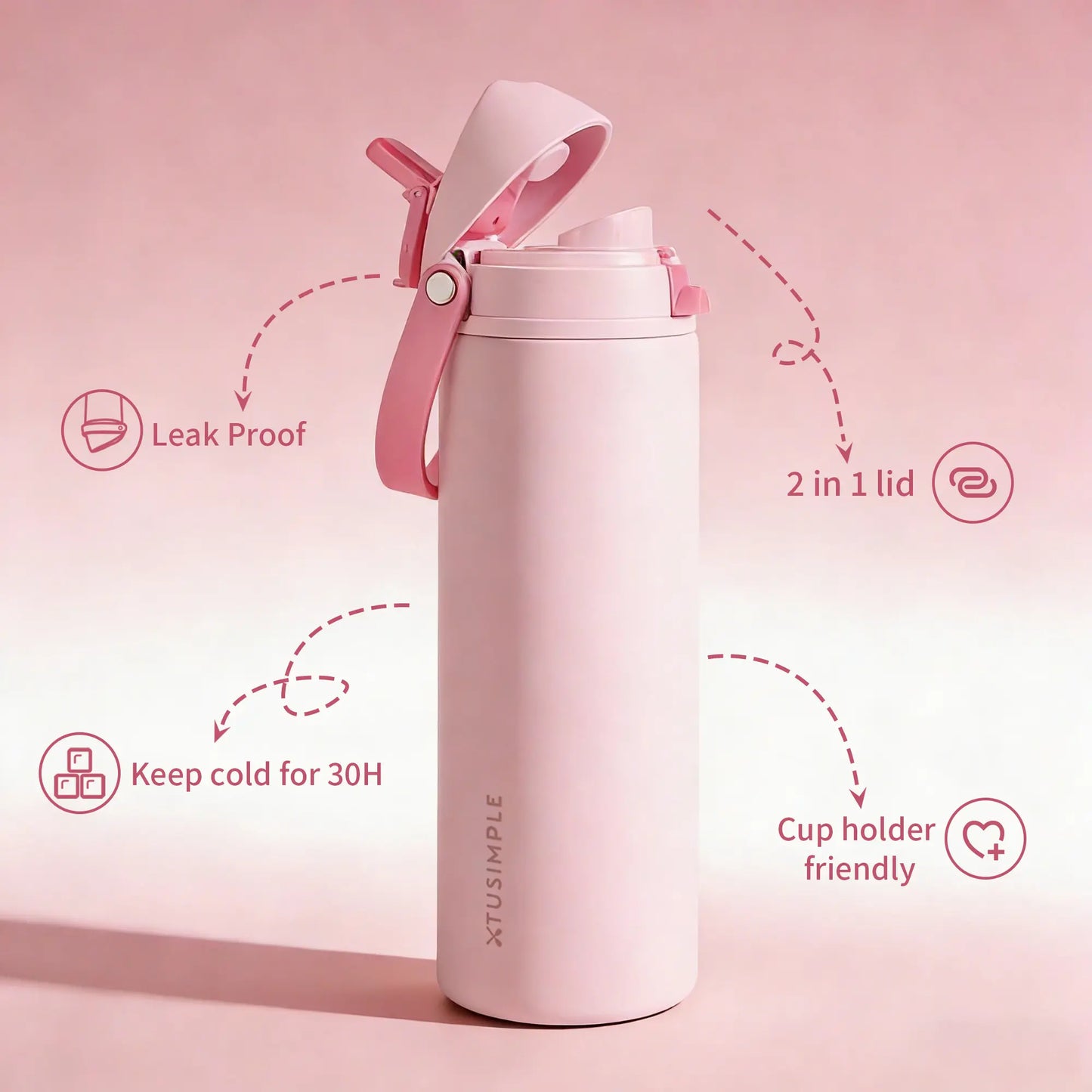 2-in-1 Blue Stainless Water Bottle