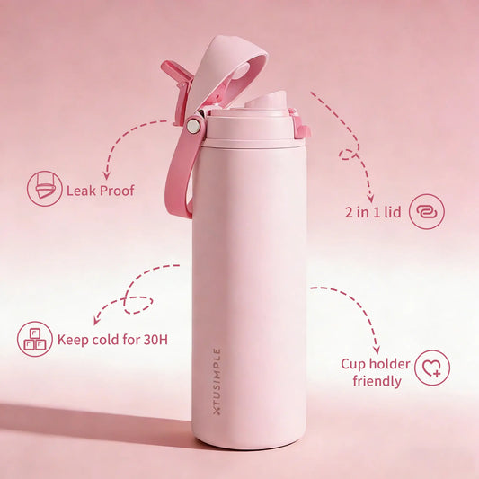 2-in-1 Blue Stainless Water Bottle