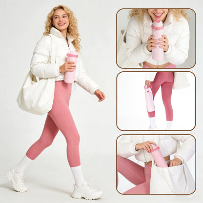 2-in-1 Pink Insulated Water Bottle