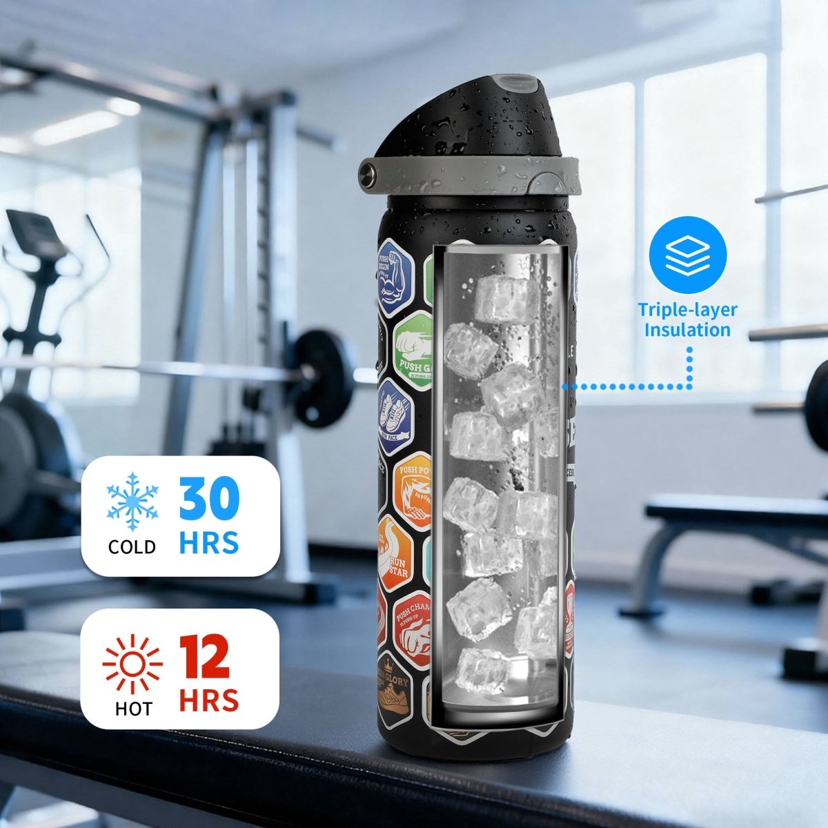 FIT ODYSSEY | Stickers Bottle| Black - Xtusimple