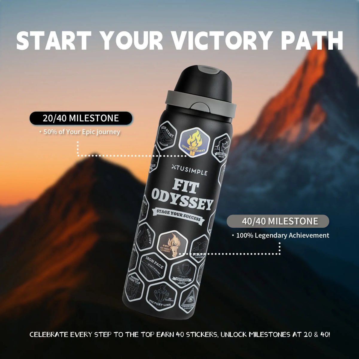FIT ODYSSEY | Stickers Bottle| Black - Xtusimple