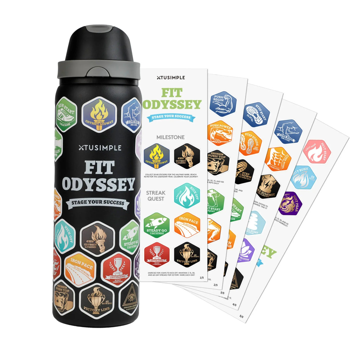 FIT ODYSSEY | Stickers Bottle| Black - Xtusimple